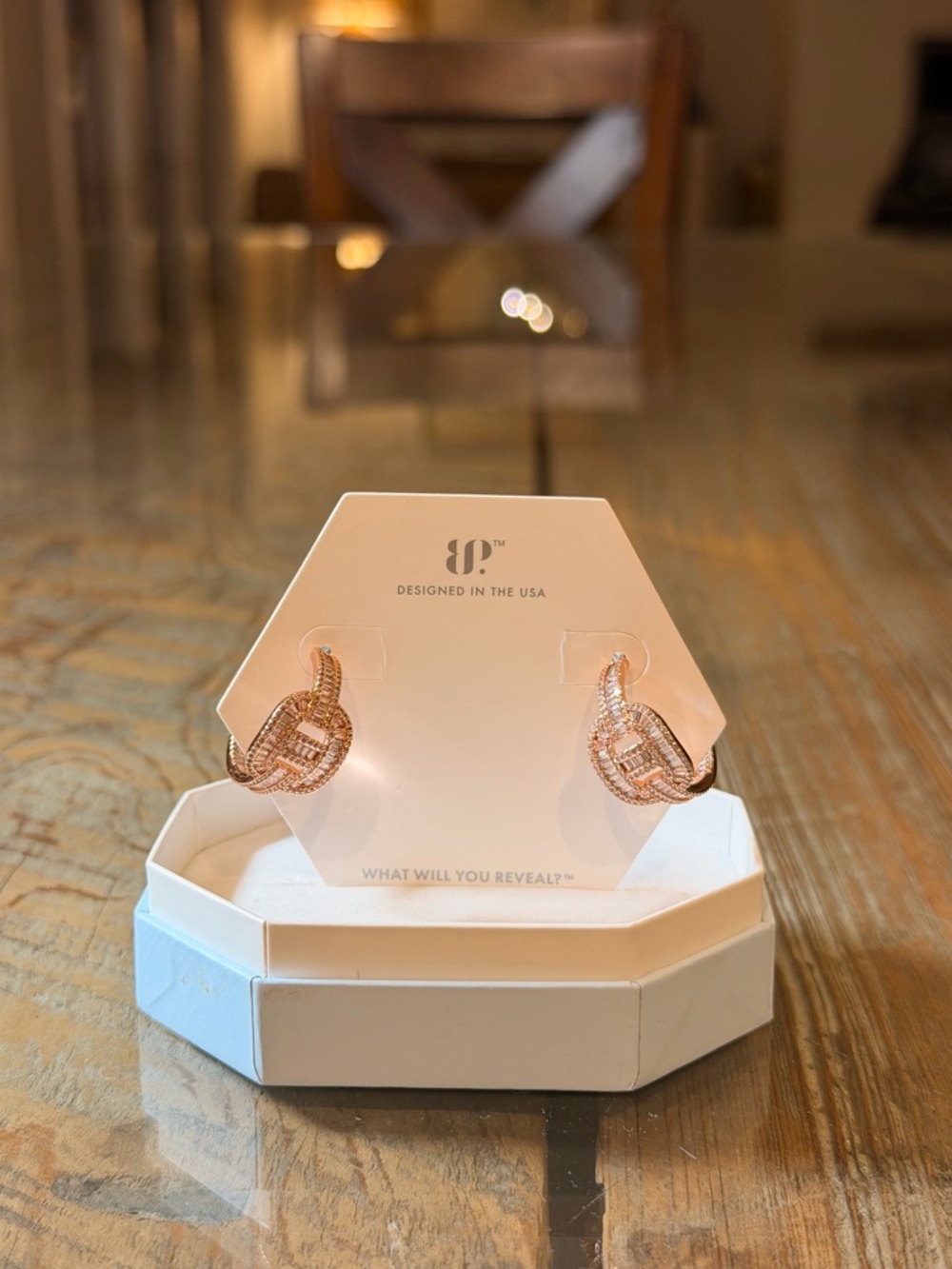 Bomb Party NWOT! Rose Gold Knot Hoop Earrings by SP - Twisted Pavé Design